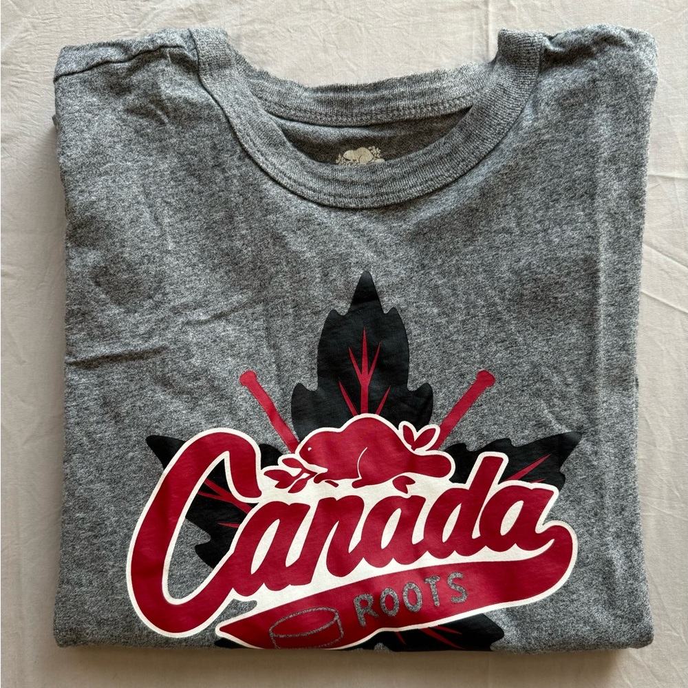 Roots Kids Gray and Red Long Sleeve Tee